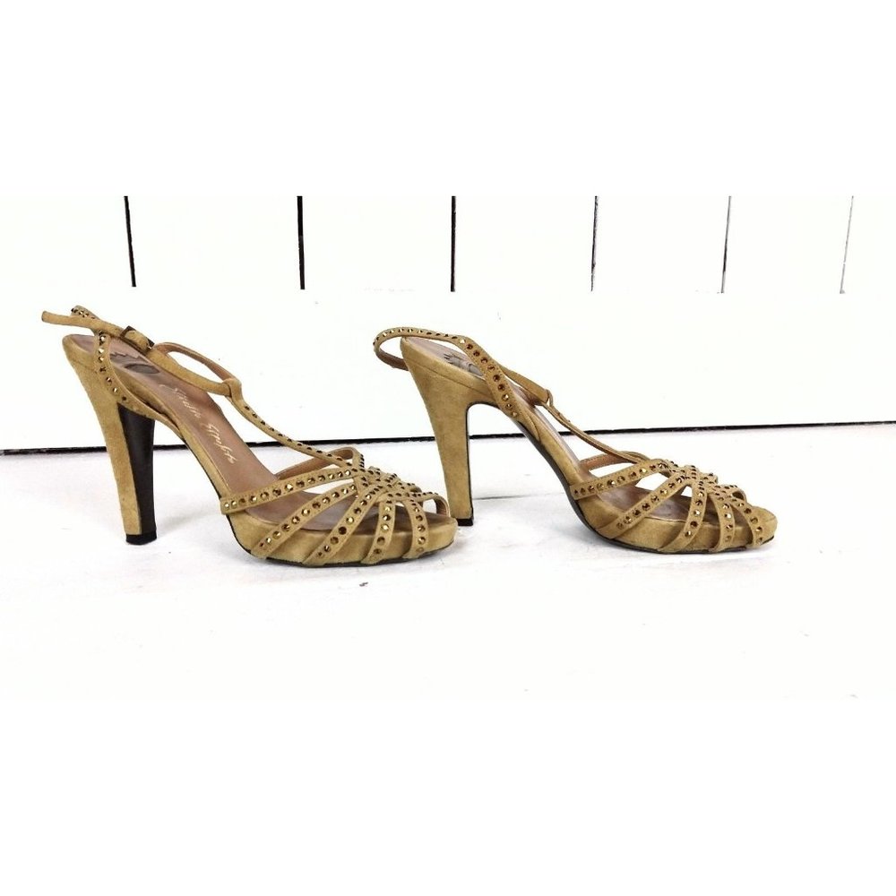 Ernesto Esposito suede jeweled open toe t strap high heel strappy shoe 38 - Picture 4 of 7